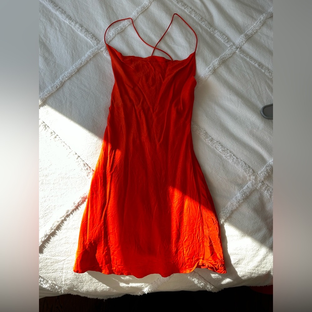 Zara Orange Open Back Mini Dress